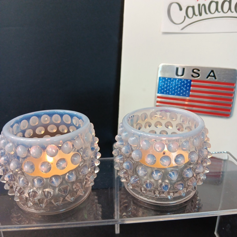 Fenton Candle Holders Pair Gorgeous Tealight Holders Very Good Condition - Picture 8 of 15